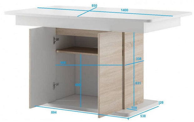 Tavolo allungabile Star 03 Bianco / Rovere Sonoma, L140-210xl85xH77 cm (8)