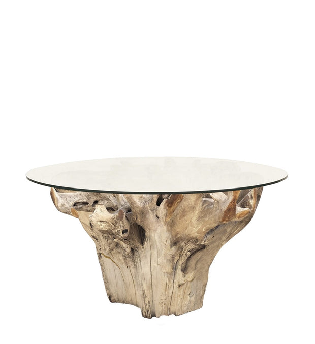 Tavolo da pranzo rotondo Teak Root Bleached Trasparente
