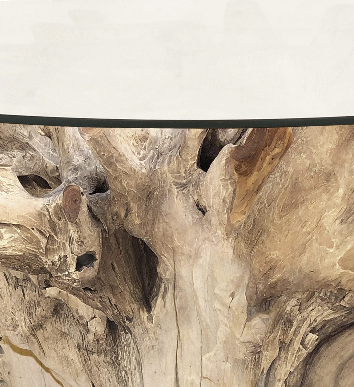 Tavolo da pranzo rotondo Teak Root Bleached Trasparente (1)