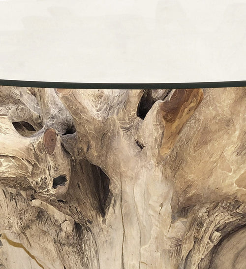 Tavolo da pranzo rotondo Teak Root Bleached Trasparente (1)