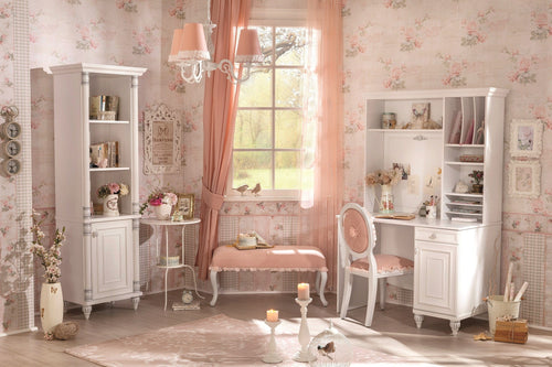 Tavolo da scrivania, 1 cassetto e 1 anta, per bambini e ragazzi, Romantica White, L106xL62xH75 cm (1)