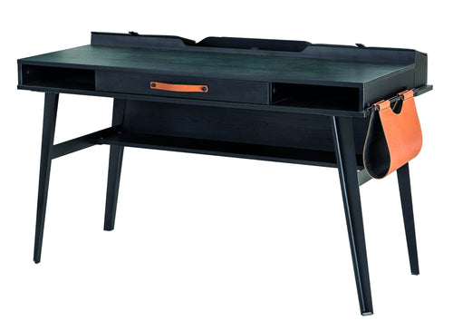 Tavolo da scrivania giovanile in legno e metallo, Dark Metal Black / Graphite, L134xL62xH80 cm
