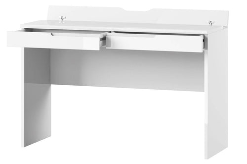 Tavolo da toilette in MDF e pallet con 2 cassetti Gabrielle 31 Bianco, L120xL45xH76 cm (1)