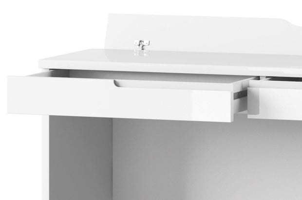 Tavolo da toilette in MDF e pallet con 2 cassetti Gabrielle 31 Bianco, L120xL45xH76 cm (3)