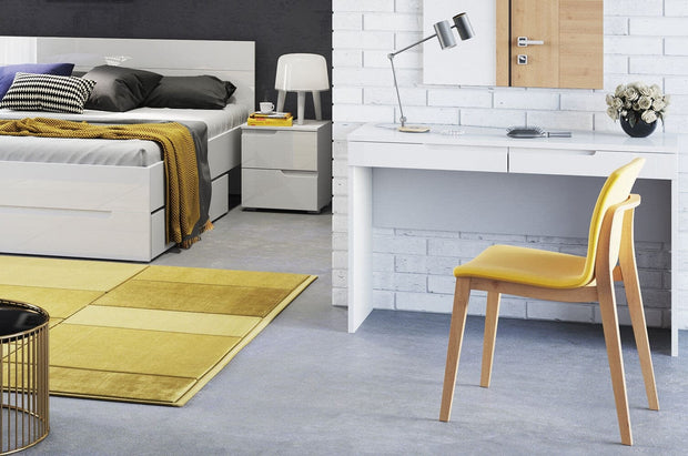 Tavolo da toilette in MDF e pallet con 2 cassetti Gabrielle 31 Bianco, L120xL45xH76 cm (4)