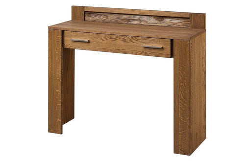 Tavolo da trucco in impiallacciato e paglia, 1 cassetto Velvet 78 Oak Rustic, L105xL42xH98 cm