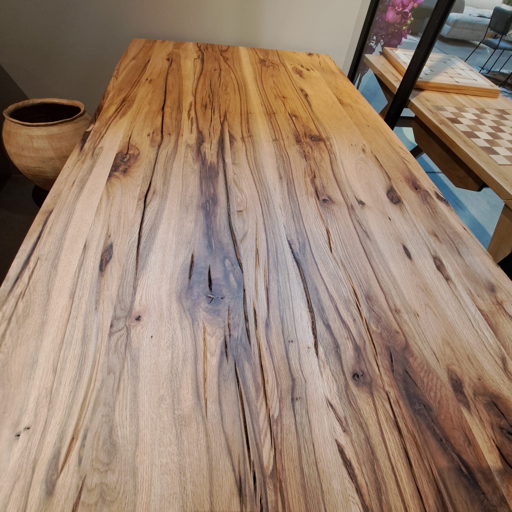 Mobex Tavolo in legno massello e gambe in metallo Artemis Rustic Irregular Quercia