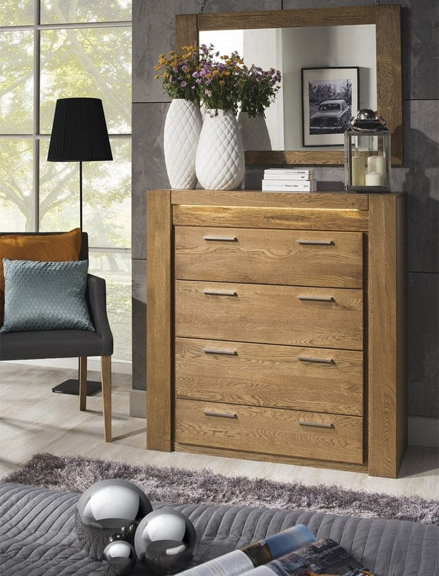 Velvet 75 Cassettone in rovere rustico a 4 cassetti impiallacciato e paglia, l105xl42xh110 cm (1)
