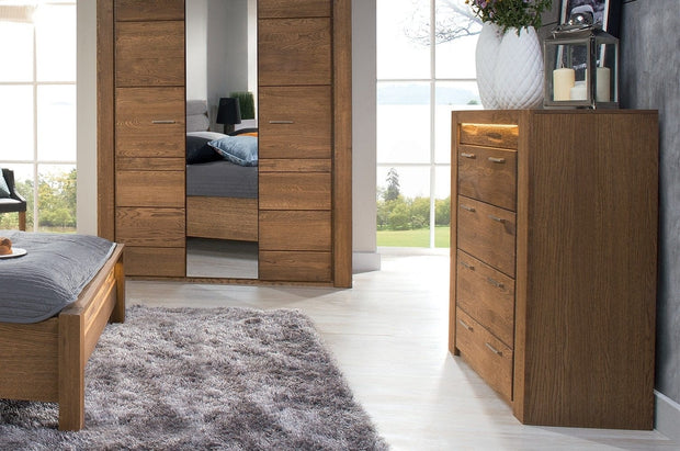 Velvet 75 Cassettone in rovere rustico a 4 cassetti impiallacciato e paglia, l105xl42xh110 cm (2)