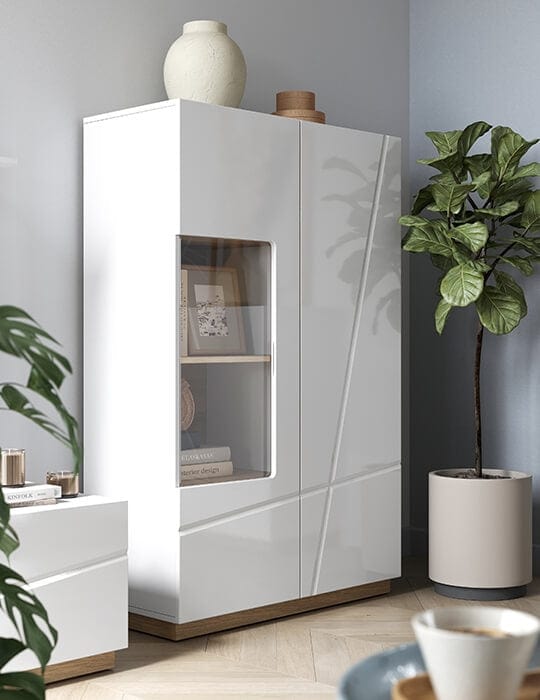 Lenart Vetrina con 2 ante e illuminazione LED Futura 05 Bianco