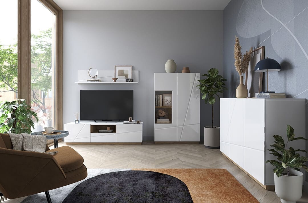 Lenart Vetrina con 2 ante e illuminazione LED Futura 05 Bianco
