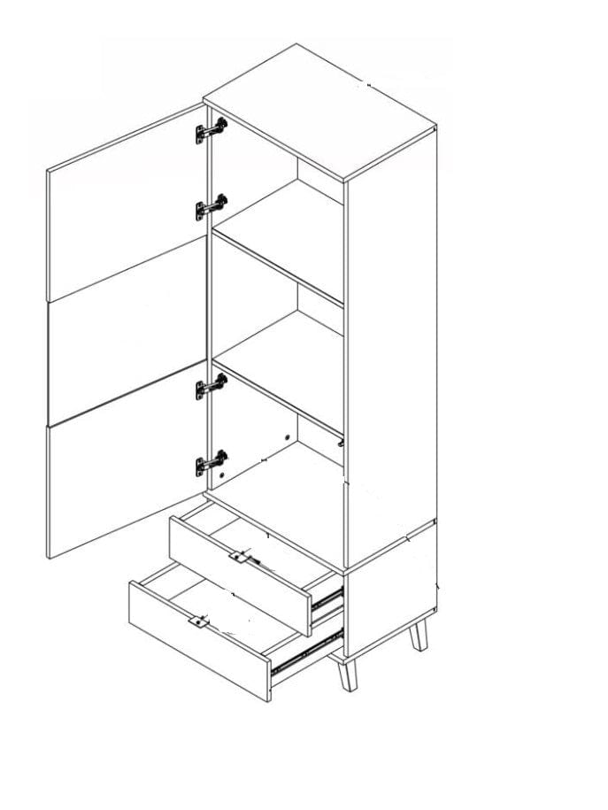 Halmar Vetrina con 2 cassetti e 1 anta Netis W-2 Quercia